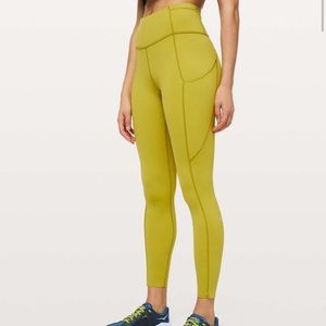 lululemon athletica Olive Green High-Waist Pocket Fast and Free Leggings